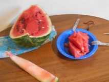 Zum Tagesabschluss eine feine Wassermelone. Etwas zu gross für mich.